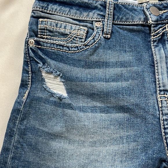 Sailey Jean shorts roll up high rise raw hemline blue size 28 & 29 NWT - Picture 5 of 9